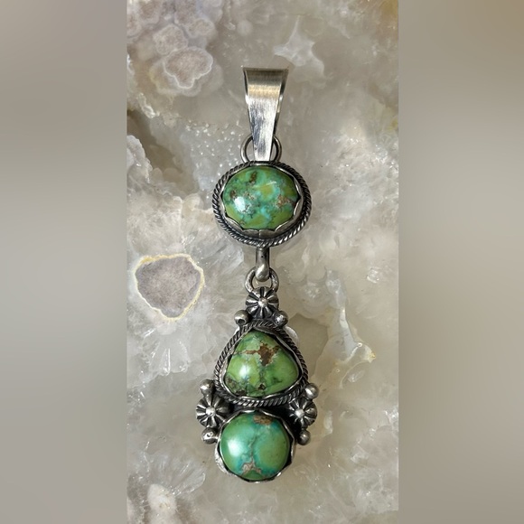 NWT Eli Skeets Sonoran Gold Turquoise and SS Pendant Navajo Handmade - Picture 5 of 13